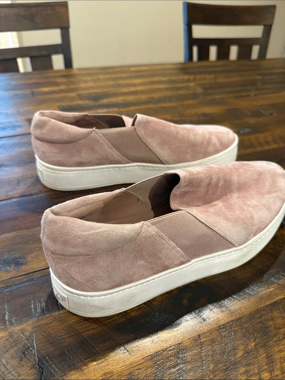 Vince Slip-On Suede Sneakers in Dusty Rose and White